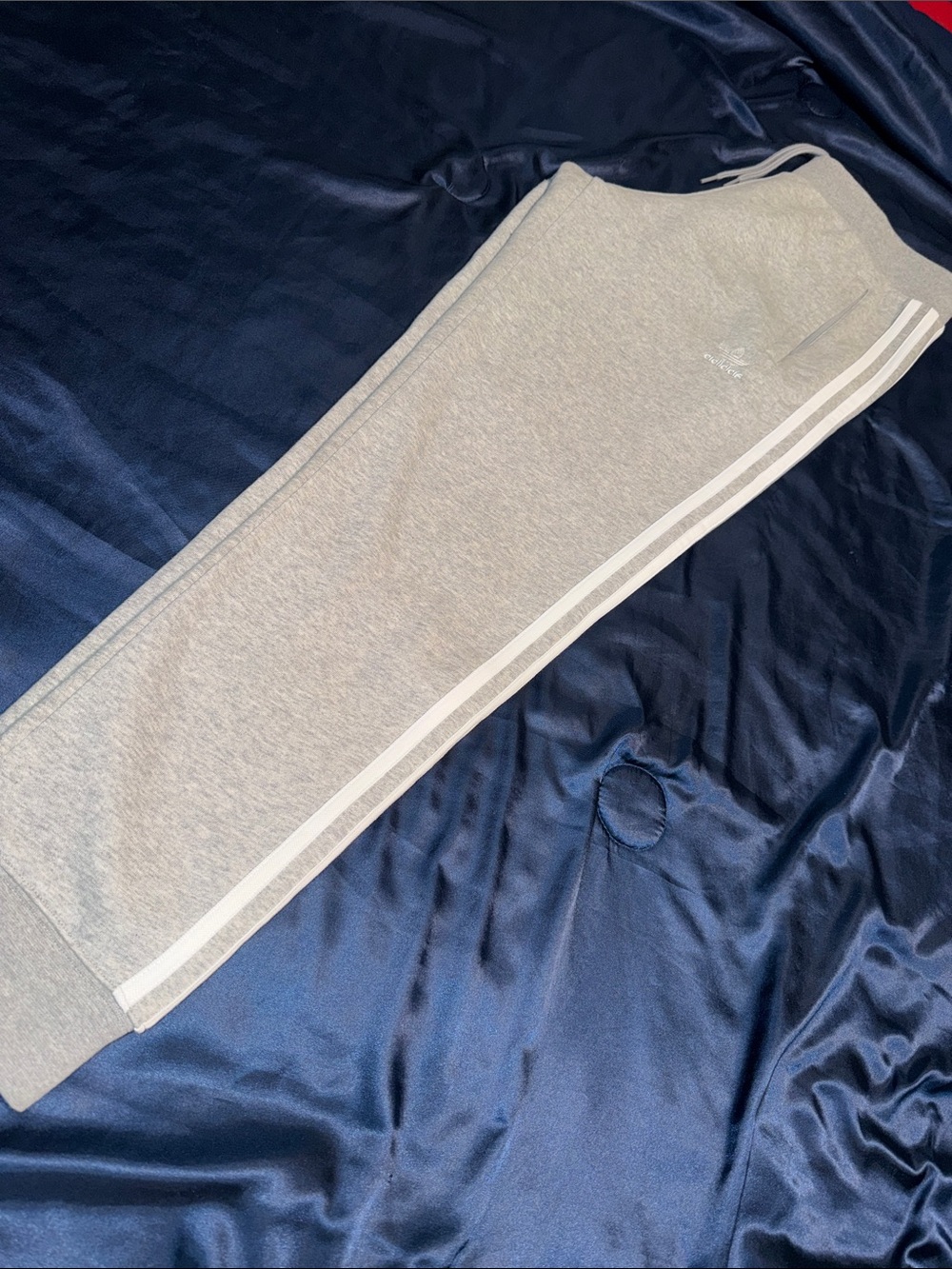 adidas Gray Men’s Joggers with White Side Stripes